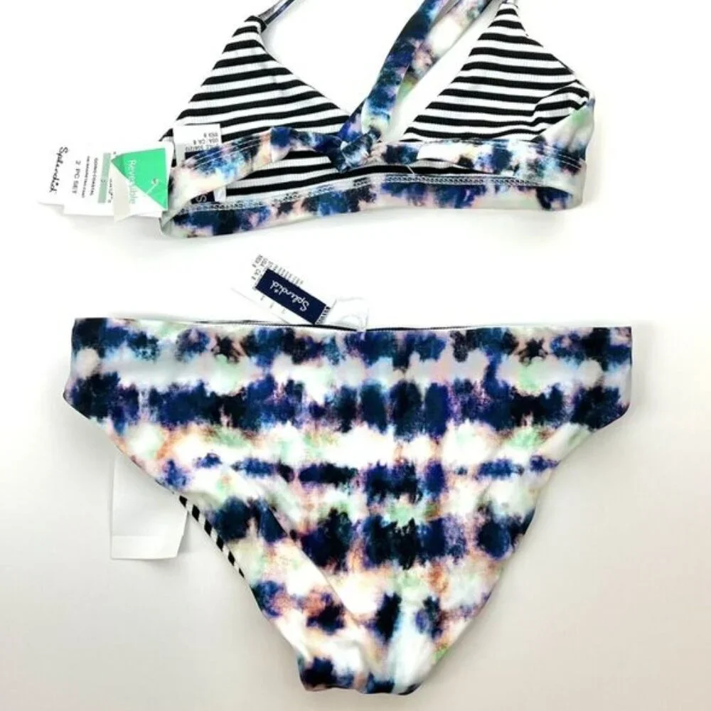 Splendid Girl’s Reversible String Bikini Top And Bottom Size 8
